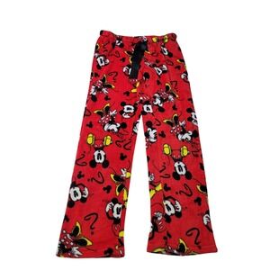 Disney‎ Minnie Mouse Pajama Pants Red Fleece Sleepwear Size S 4-6